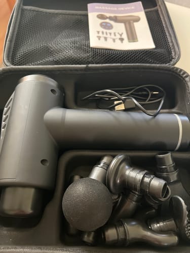 Customer photo review of Massage Gun V1 Ultra – Deep-Tissue Technology with 3,600 Pulses/Min, 30 Adjustable Speeds & 10 Pro Attachments for Full-Body Muscle Relief