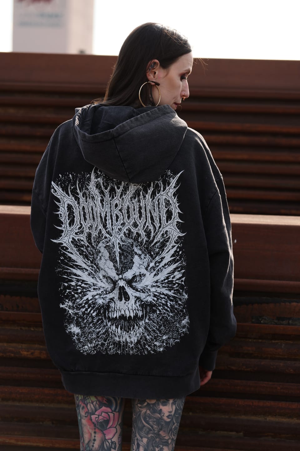 Customer photo review of Skull Shredder Oversize Washed Hoodie
