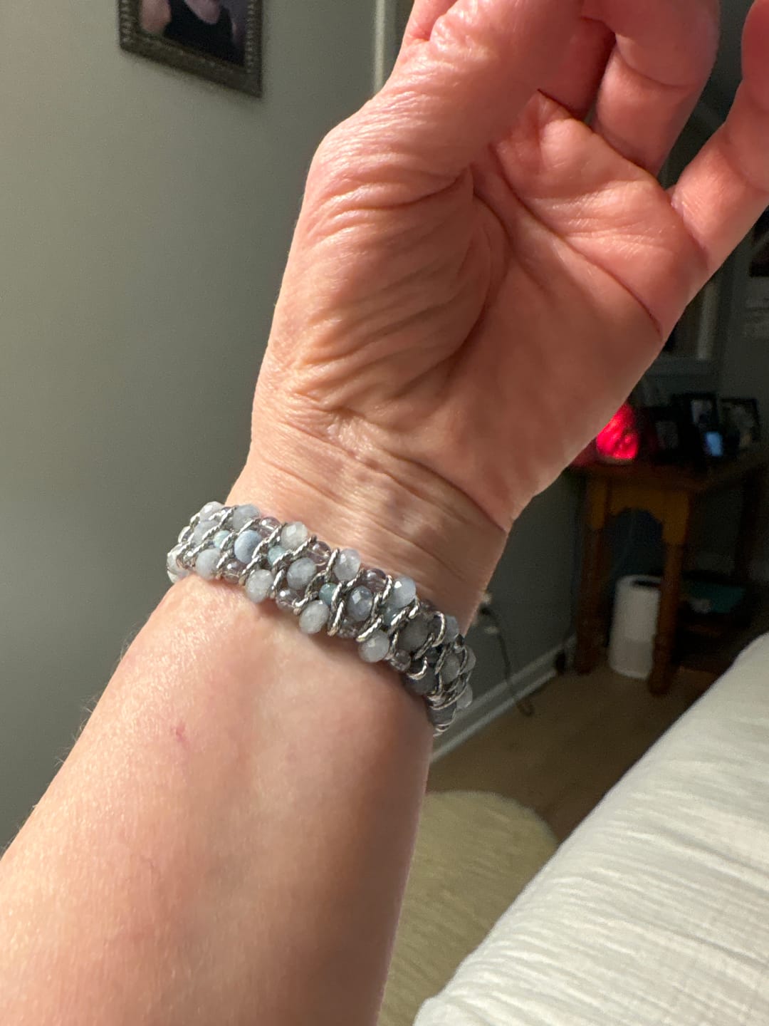 Customer photo review of Aquamarine Sapphire Braided Apple Watch Strap