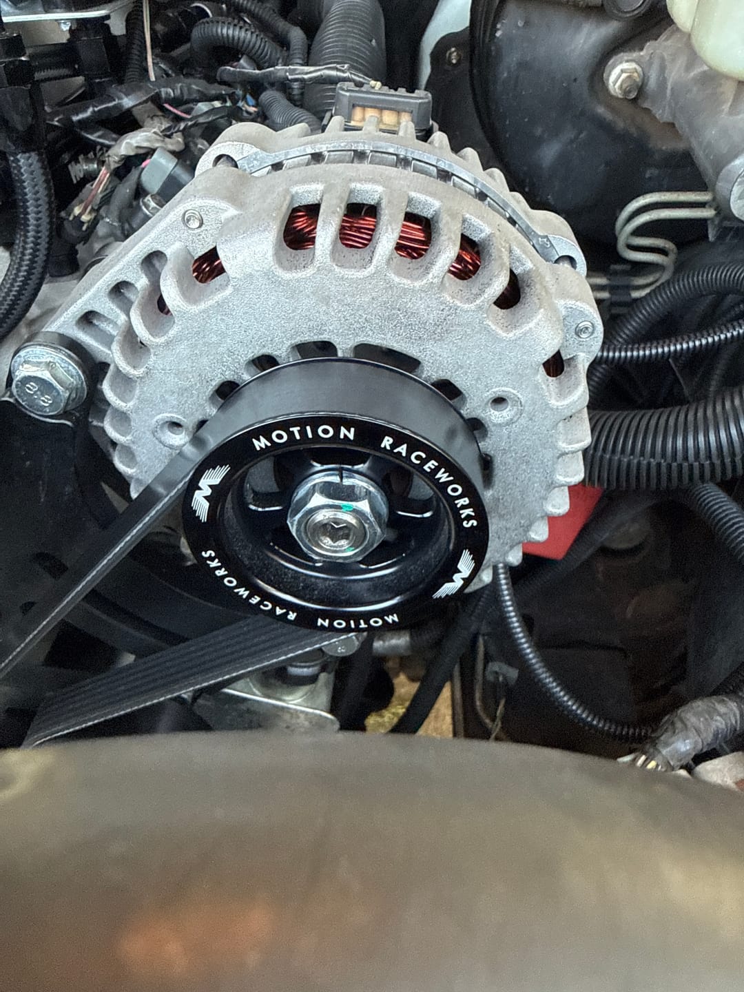 Customer photo review of LS 3" OD Billet Overdrive Alternator Pulley 6 Rib 10-10042