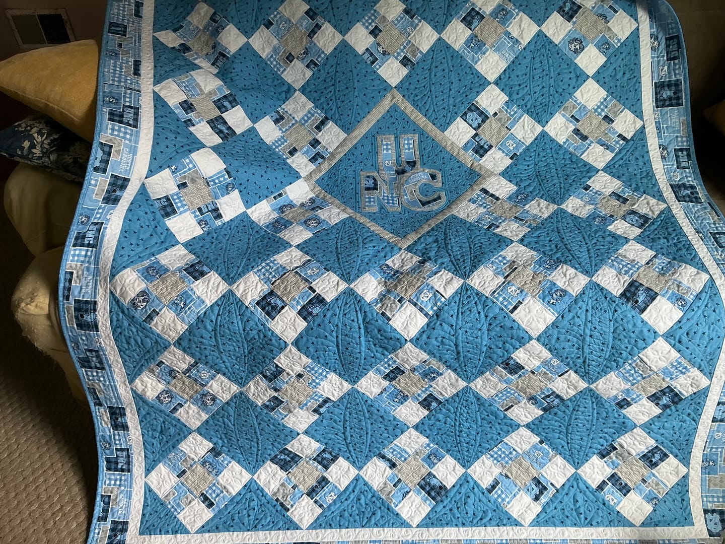 Customer photo review of University of North Carolina Argyle Boxes Fabric