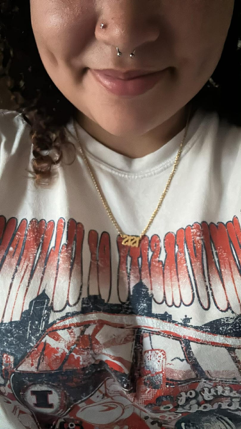 Customer photo review of Script Name Hoop Earrings