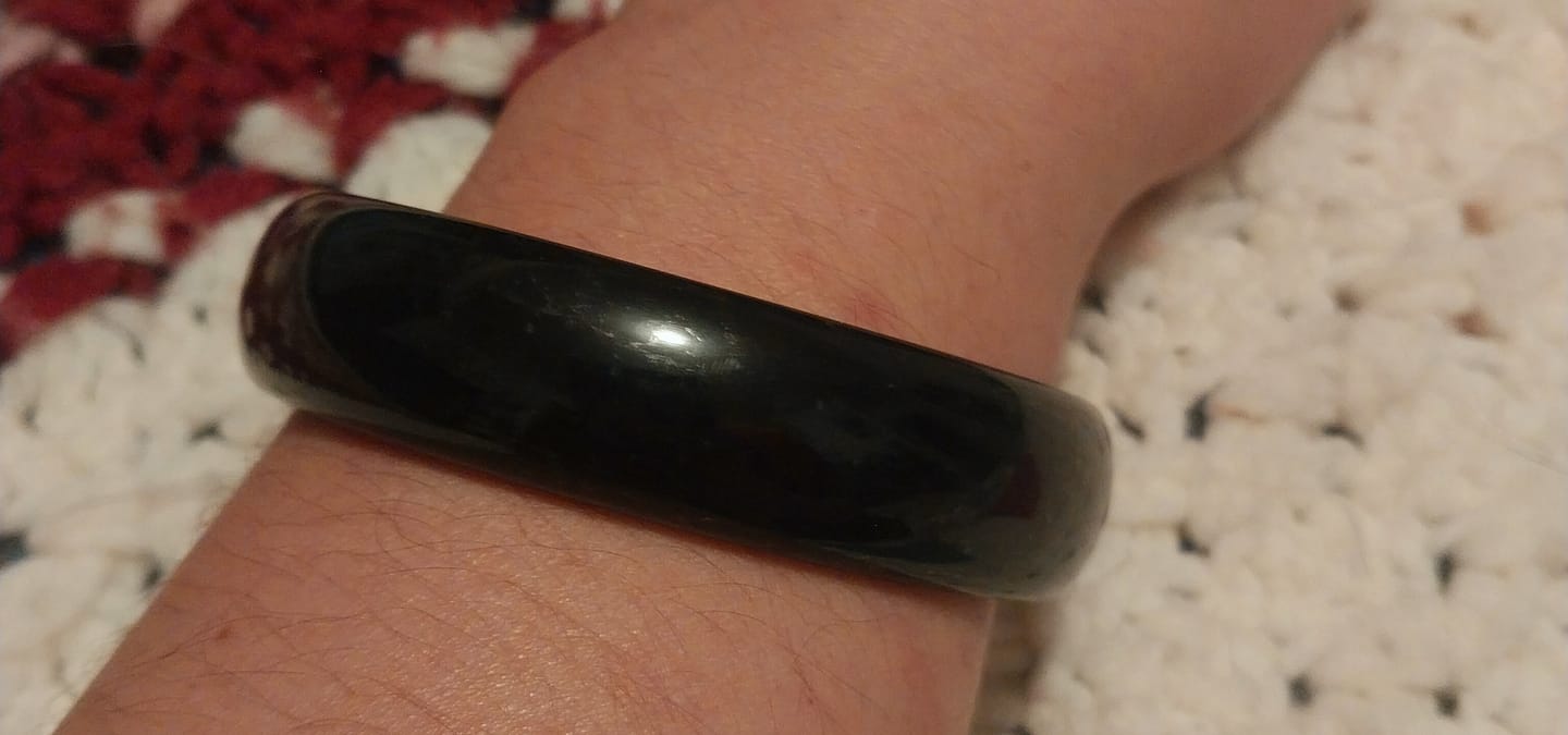 Customer photo review of Natural Black Green Jade Bracelet