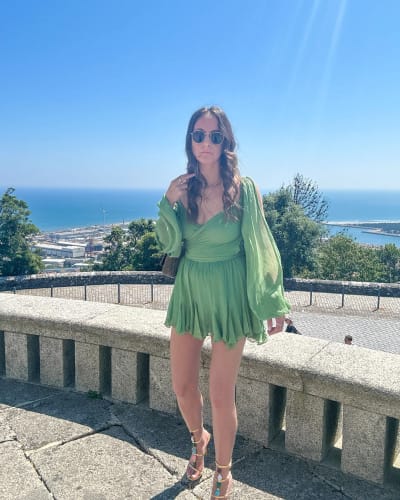 Customer photo review of Margot Creamsicle V-Neck Mini Dress