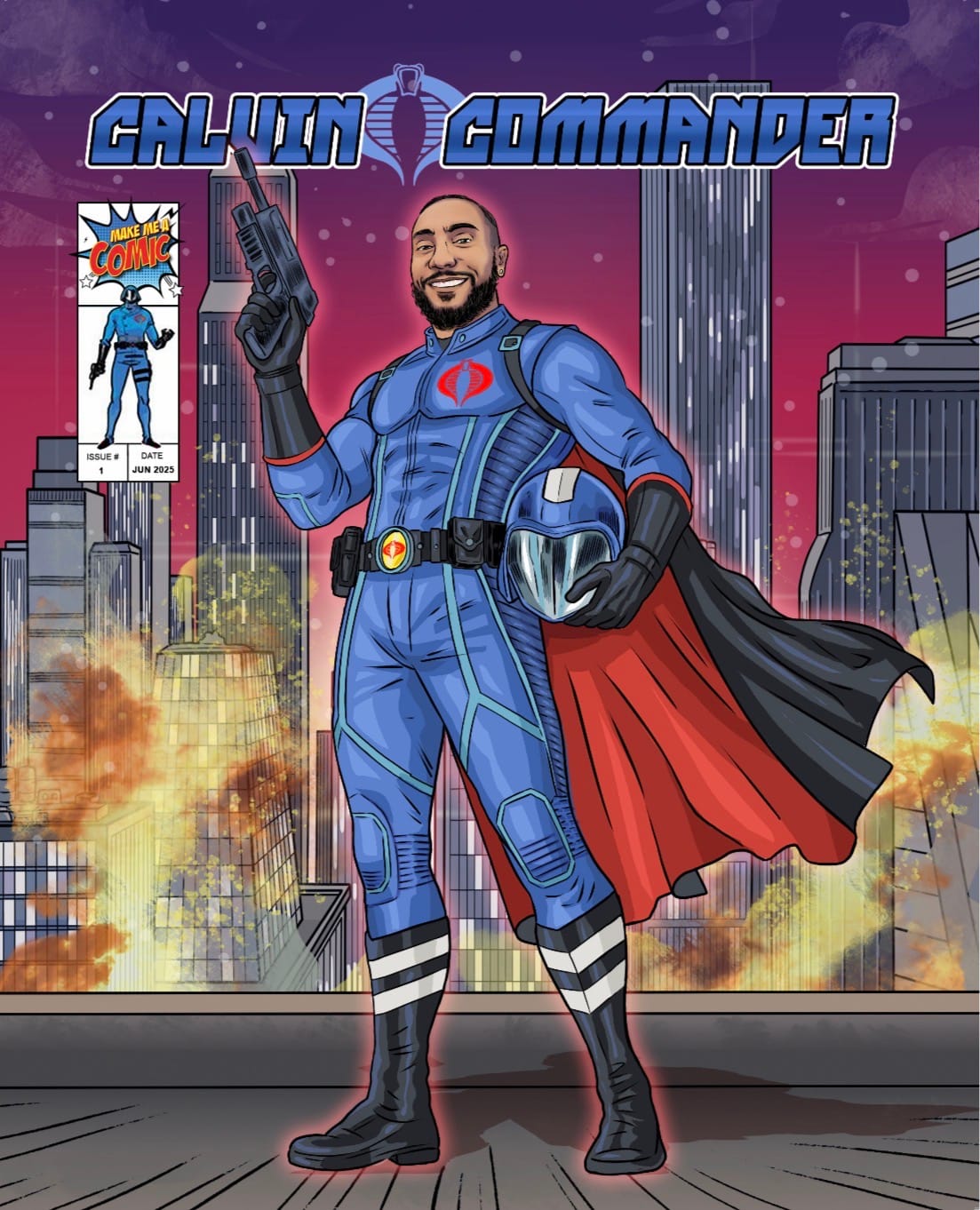 Customer photo review of Turn someone you love into a comic character on their very own custom comic book cover