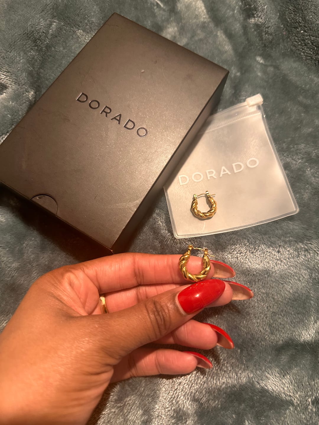 Customer photo review of Twist Hoop Earrings