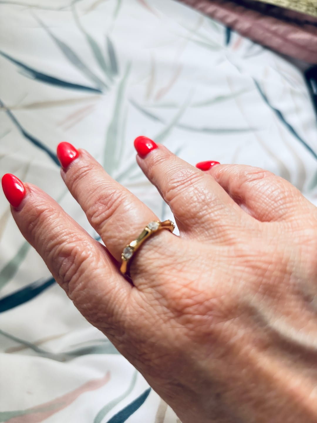 Customer photo review of Bamboo Ring With Stones