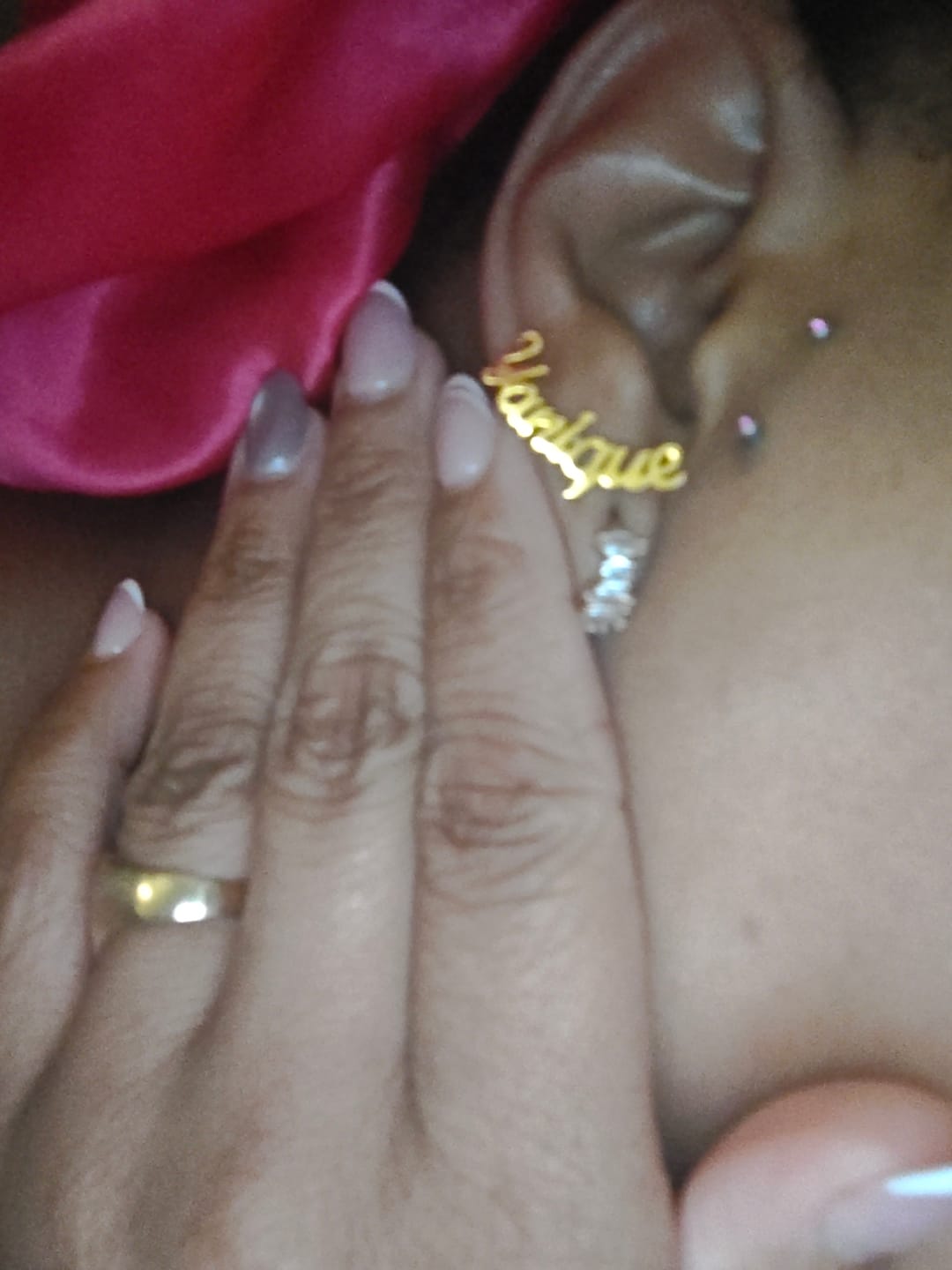 Customer photo review of Name Stud Earrings