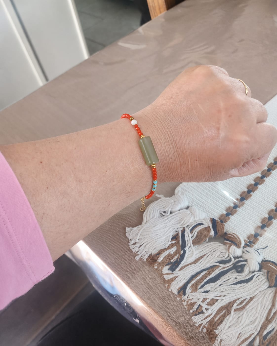 Customer photo review of Peace & Vitality Array – Natural South Red Agate & Hetian Jade Choker