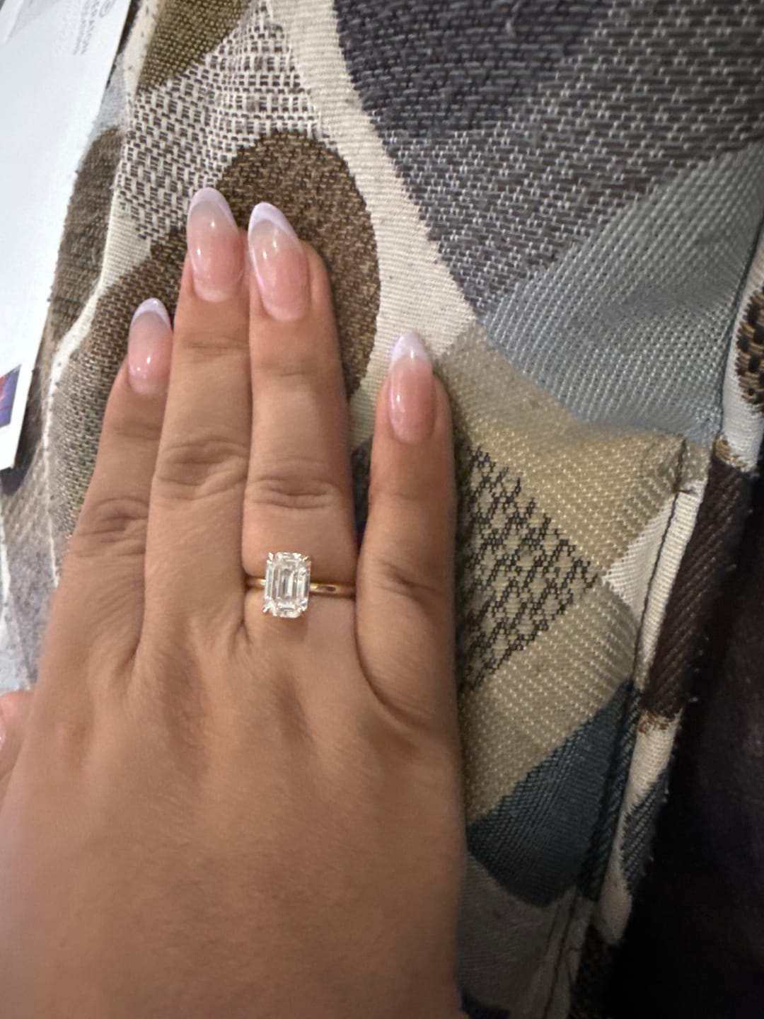 Customer photo review of S925 Classic 3.5Ct/5.0Ct Emerald Cut Solitaire Engagement Ring Stackable Ring For Everyday Wear