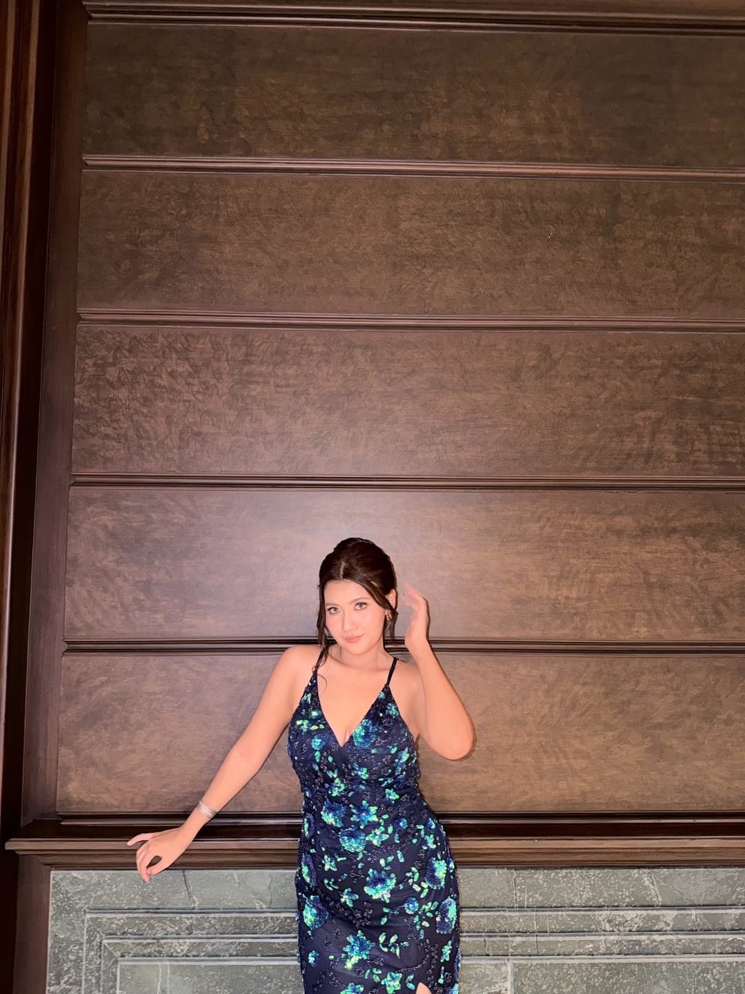 Customer photo review of P06 Vintage Primavera Midnight Bloom Evening Gown (S-M)