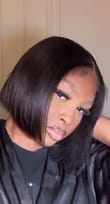 Customer photo review of 4C Edges | Luvwin 180% Density Deep Side Parted Undetectable Lace Glueless Kinky Straight Bob Wig