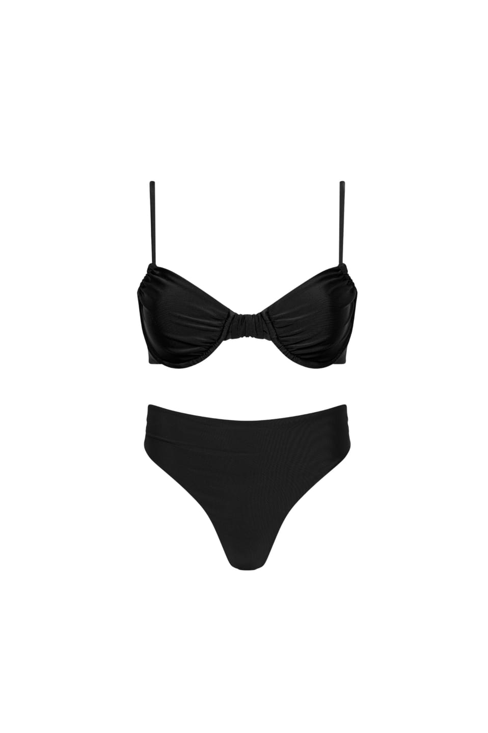 Customer photo review of Capri Ruched Underwire High Waist Bikini Set – Black