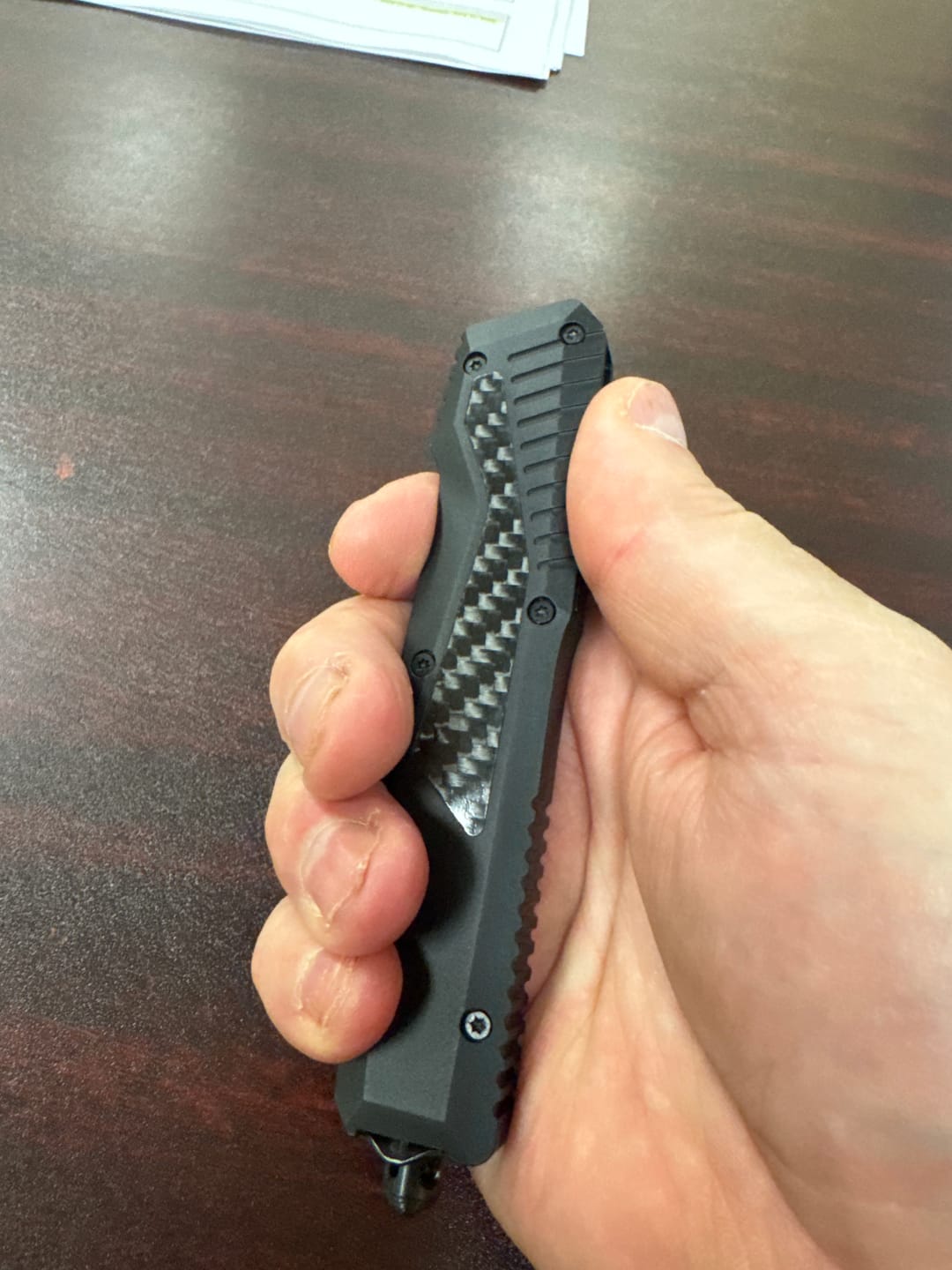 Customer photo review of VT Warwick Automatic OTF Knife | M390 or 14C28N Steel