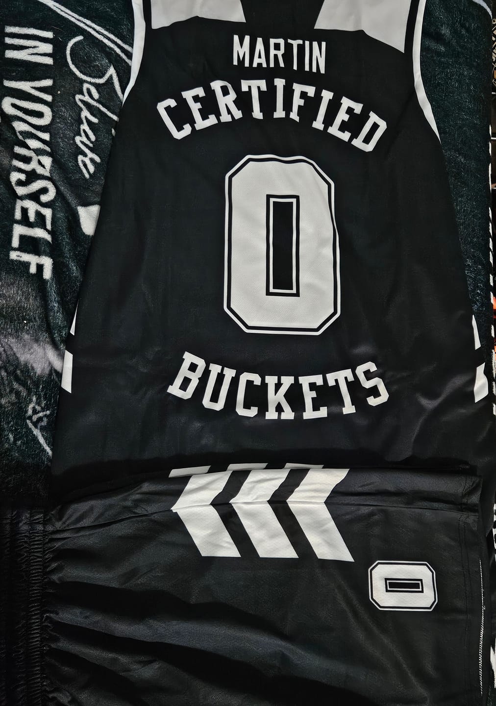 Customer photo review of Custom Black White Double Side Sets Men Basketball Jersey