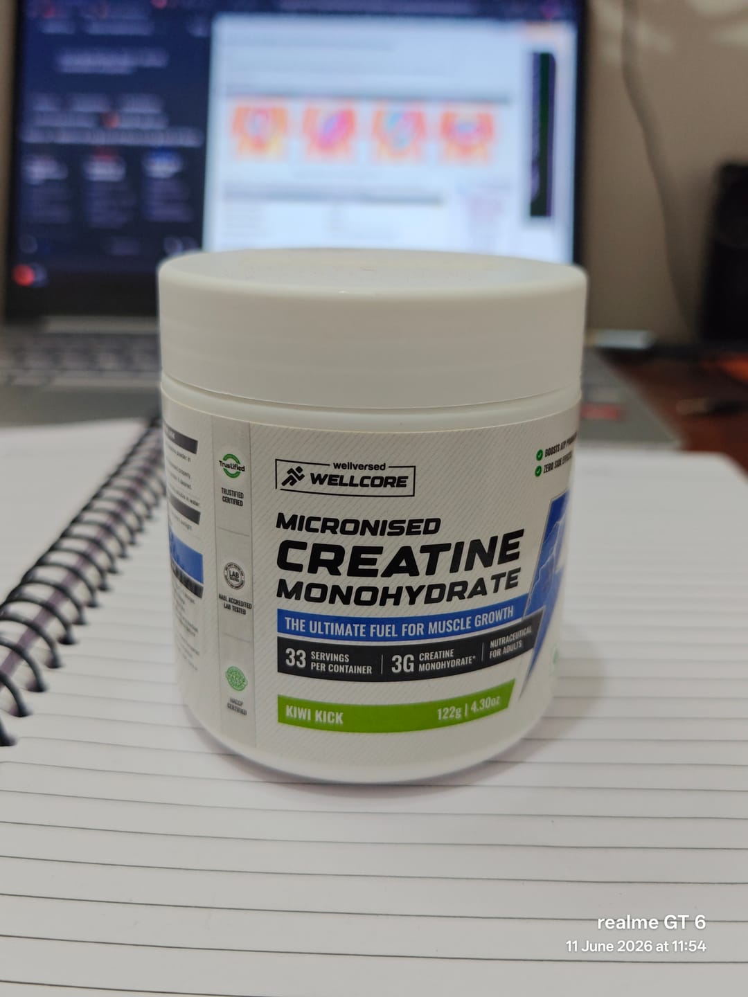 Customer photo review of Wellcore - Pure Micronised Creatine Monohydrate | Kiwi Kick (122g, 33 servings)