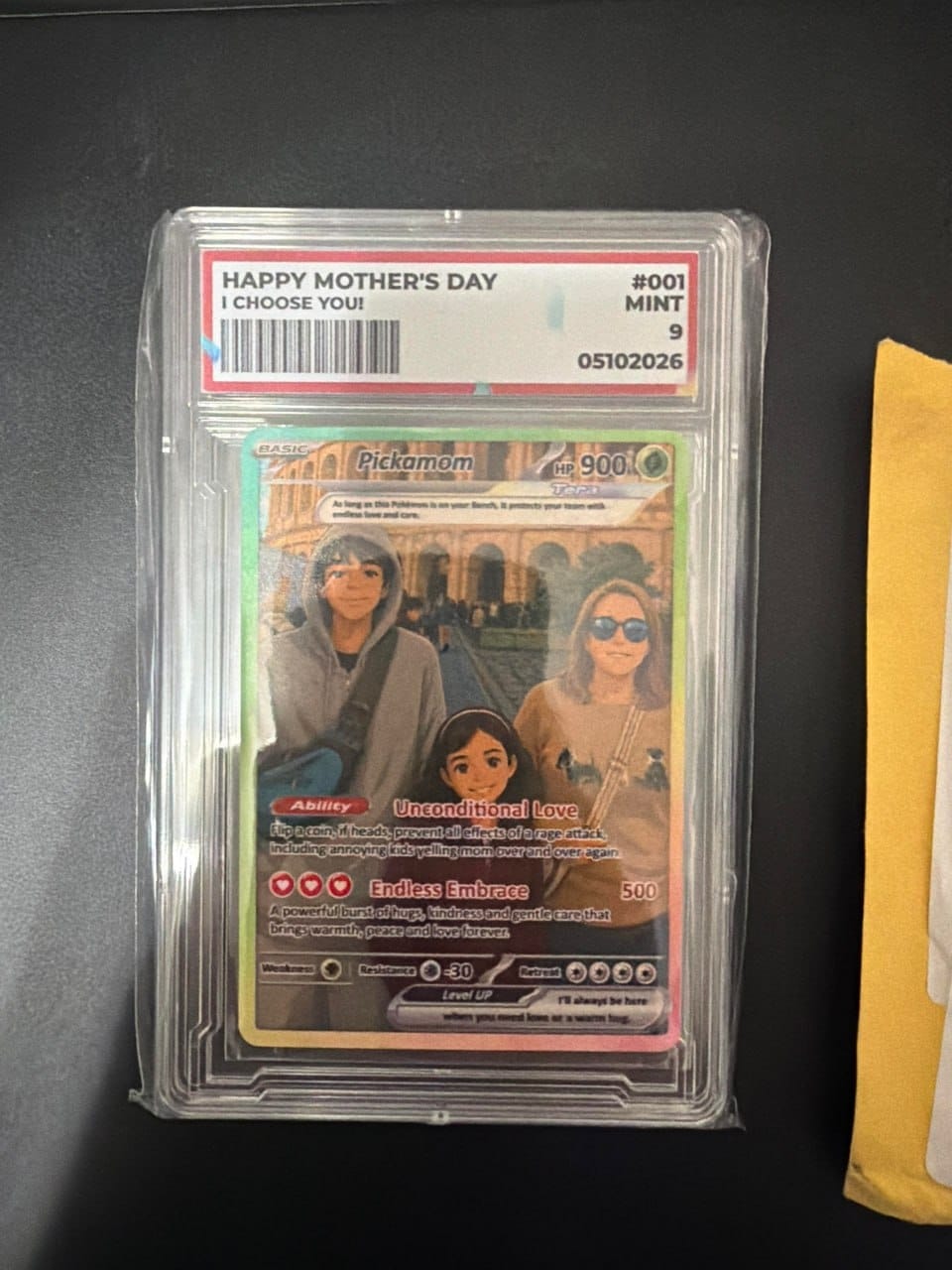 Customer photo review of Happy Mother's Day Custom Pokemon Card  - Anime-Inspired Personalized Pokemon Card for Mom | Mommy & Me Customized Poke Gift - Customizable Trading Cards - CPC-32.B