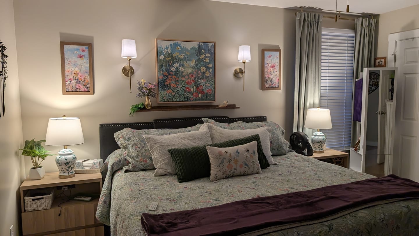 Customer photo review of Cosmos Meadow Wall Art – Impressionist Pink Wildflower Tall Portrait Floral Farmhouse Decor (SB729)
