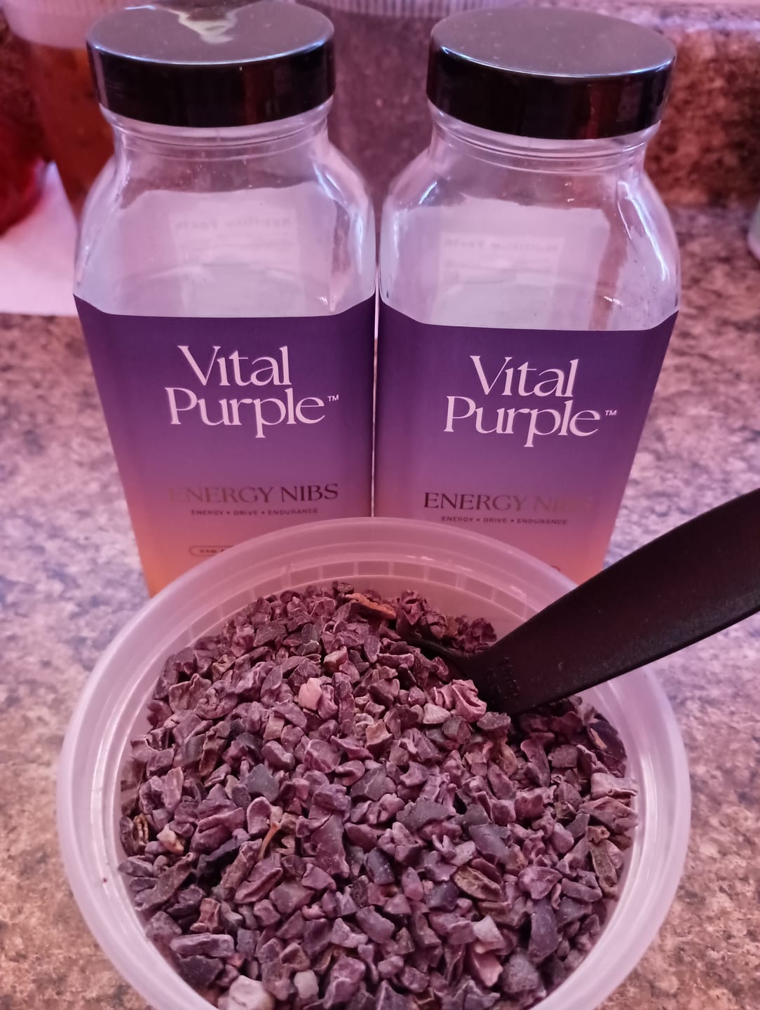 Customer photo review of High Flavanol Cocoa Nibs 10 oz | High Antioxidant | Low Cadmium | Raw Cacao | Purple Cocoa