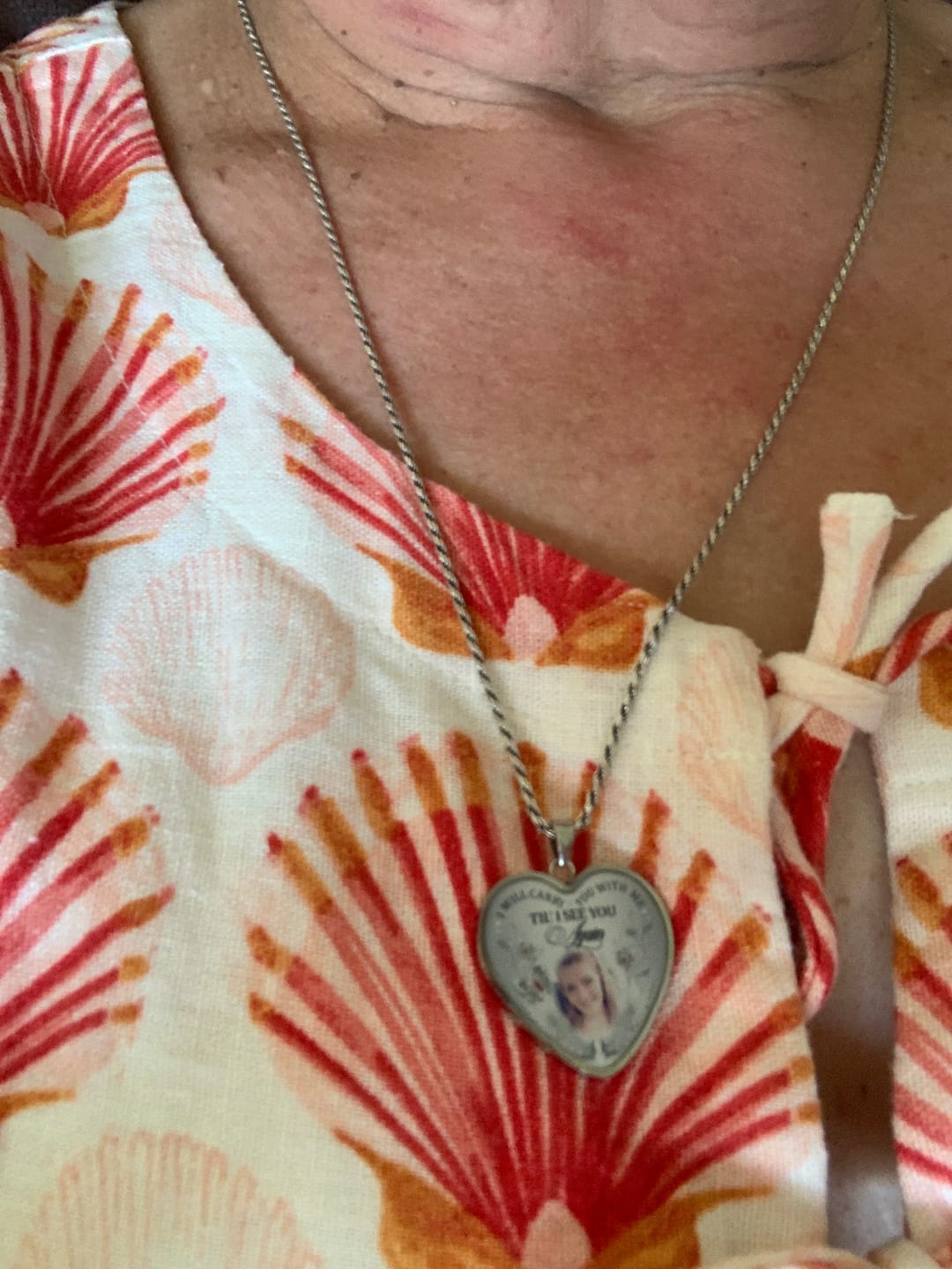 Customer photo review of Custom Photo Memorial Necklace/Keychain "I Will Carry You With Me” - N001