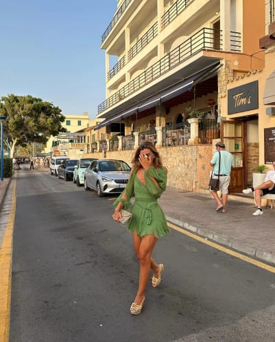 Customer photo review of Margot Creamsicle V-Neck Mini Dress
