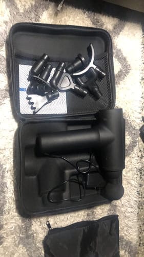 Customer photo review of Massage Gun V1 Ultra – Deep-Tissue Technology with 3,600 Pulses/Min, 30 Adjustable Speeds & 10 Pro Attachments for Full-Body Muscle Relief