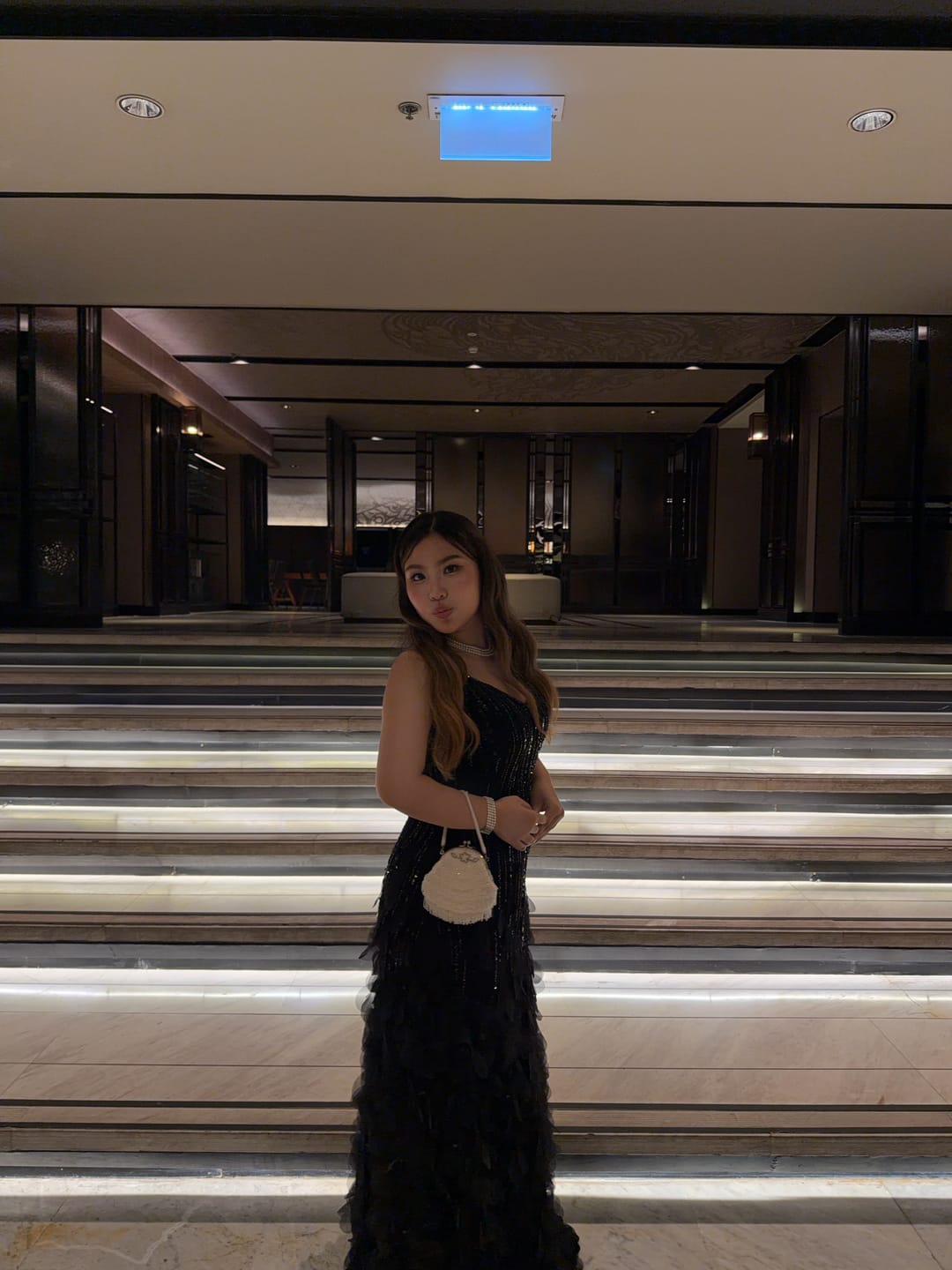 Customer photo review of V252 Vintage Sue Wong Midnight Petal Gown (S–M)