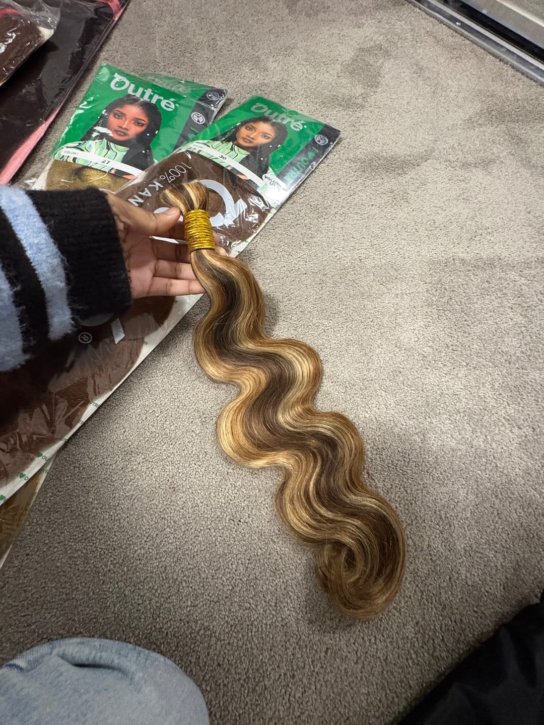 Customer photo review of #4/#27/#30 Mix Color Blend Body Wave Bulk Human Braiding Hair