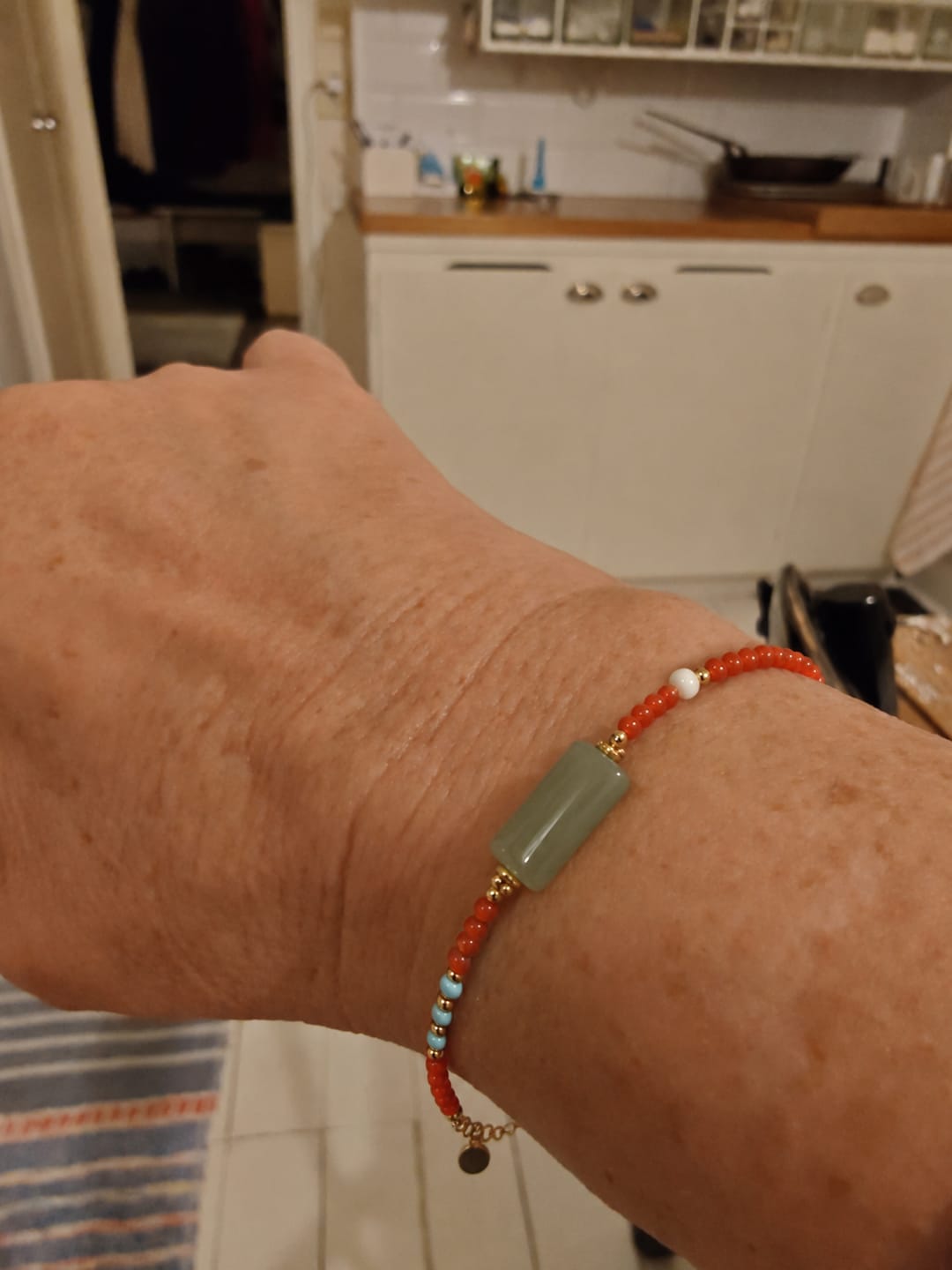 Customer photo review of Peace & Vitality Array – Natural South Red Agate & Hetian Jade Choker