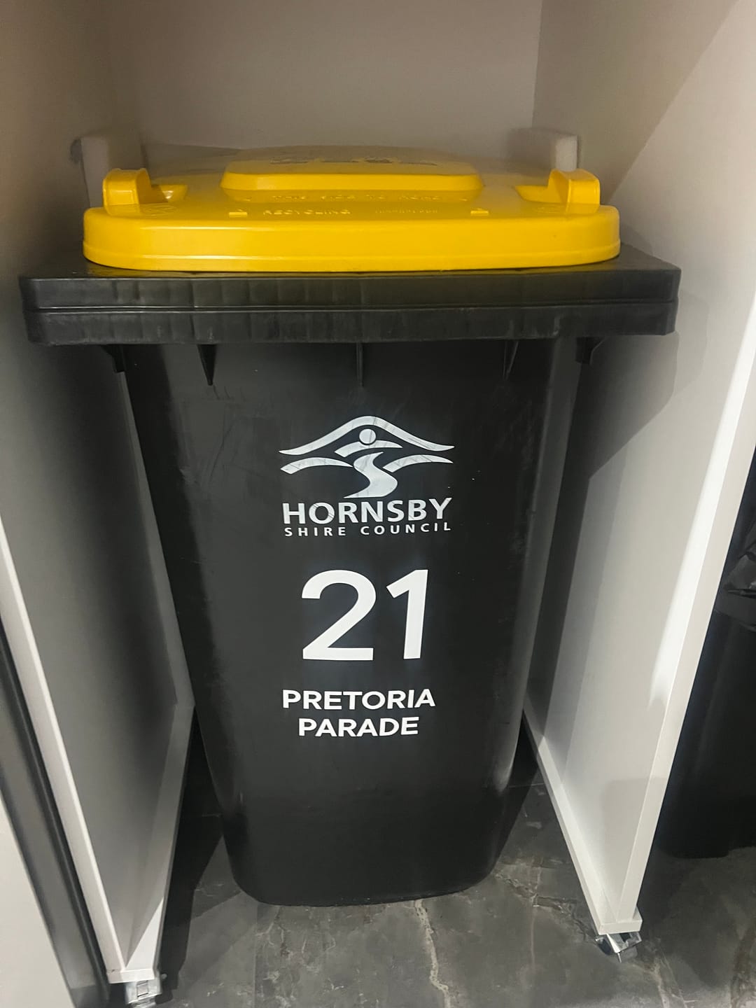 Customer photo review of Wheelie Bin Street Name & Number Sticker