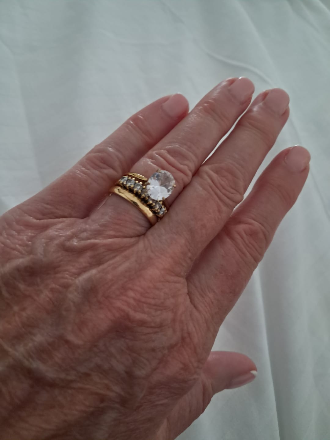Customer photo review of Oval Solitaire Diamond-Inspired Ring 3ct