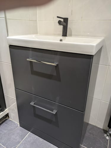 Customer photo review of Nuie Arno 600mm Floor Standing 2-Drawer Vanity & Basin 3 - Soft Black