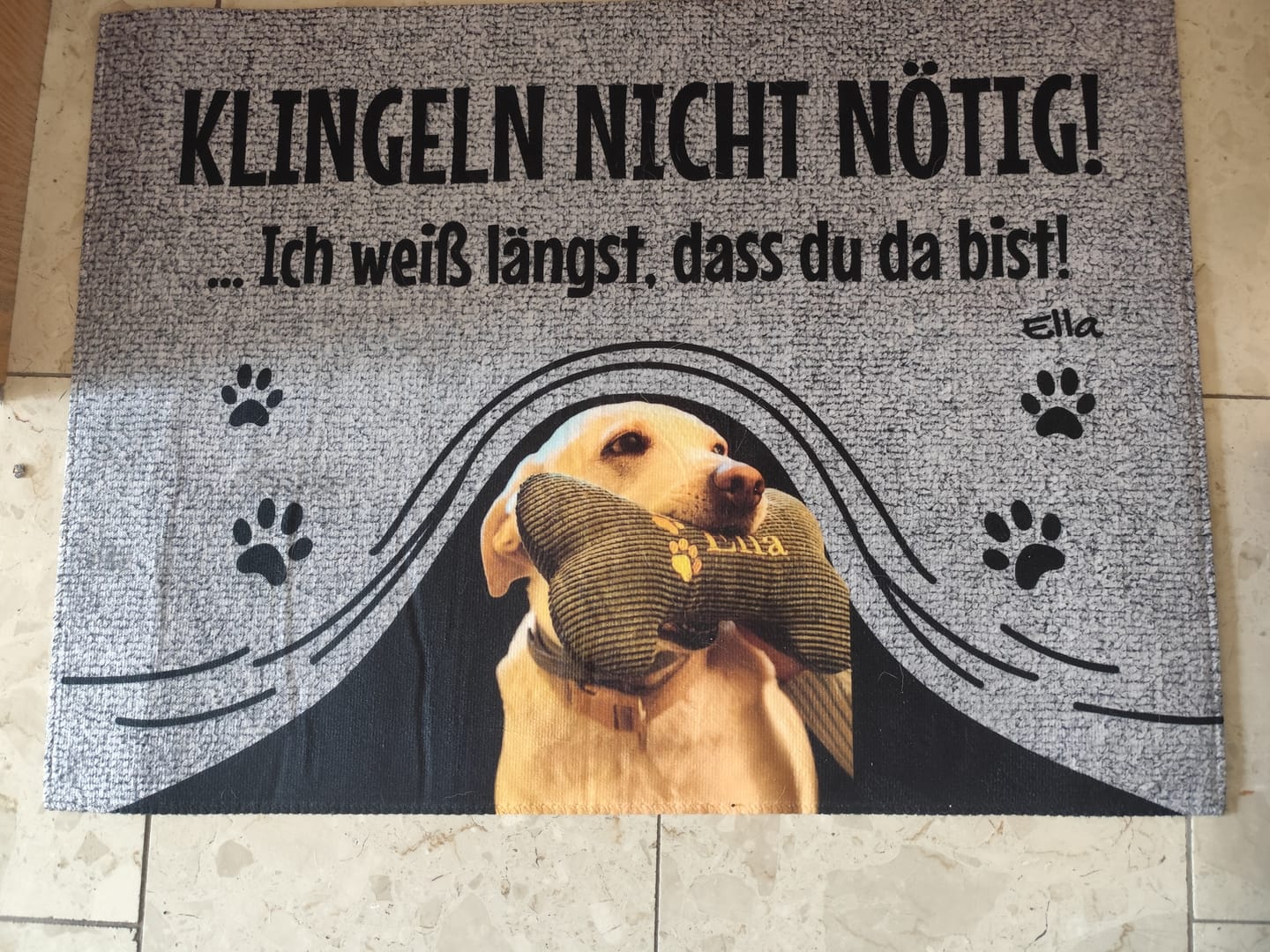 Customer photo review of Personalisierte Fußmatte - Klingeln nicht nötig