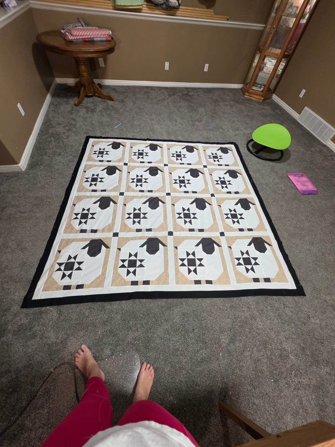 Customer photo review of Wooly Stars Sheep Pre Cut Quilt Kit featuring Moda Thatched