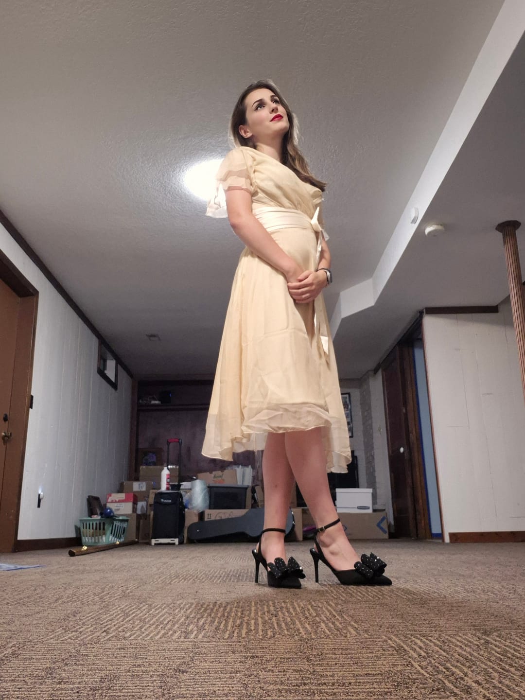 Customer photo review of Champagne 1950s Satin Belt Tulle Cocktail Dress