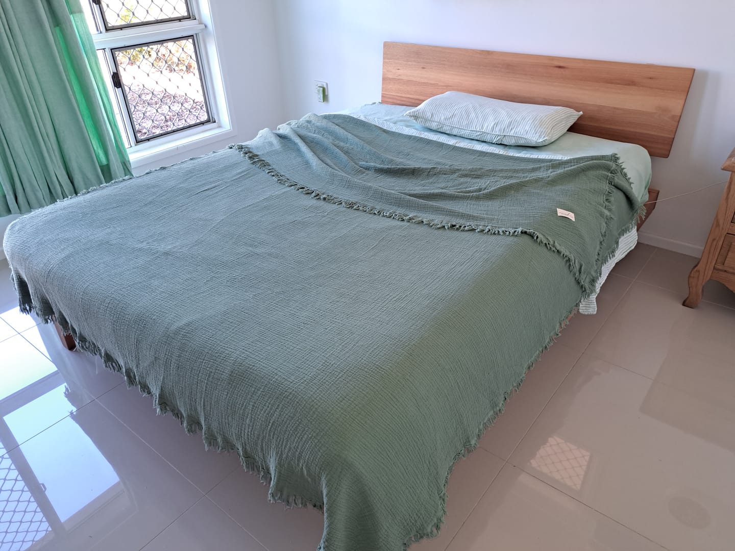 Customer photo review of Pure Bliss Muslin Bedspread - Green