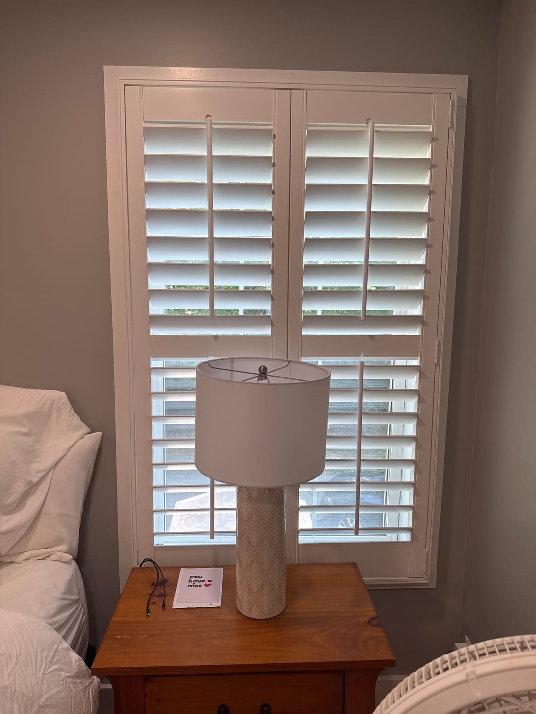 Customer photo review of Painted Wood Plantation Shutter