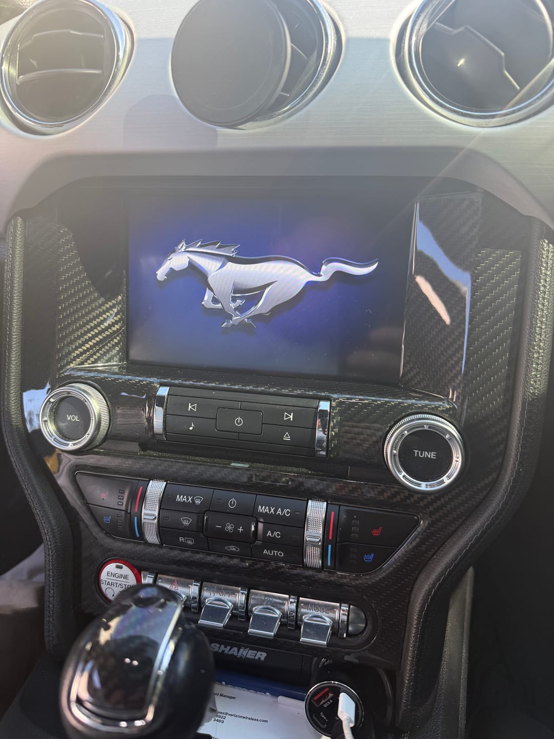 Customer photo review of Mustang 2015-2023 Carbon Fiber Infotainment Radio Trim Cover