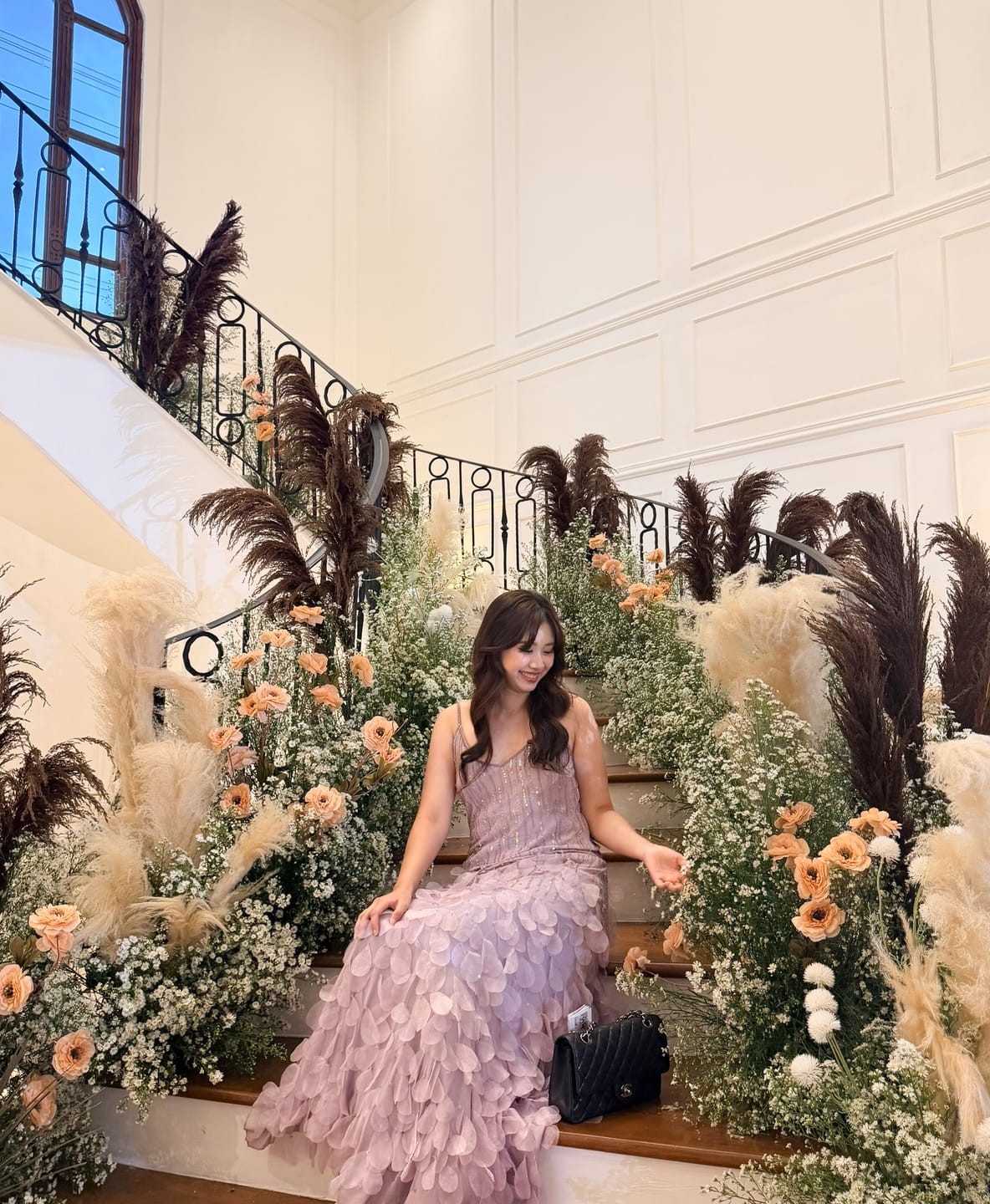 Customer photo review of V263 Vintage Lavender Petal Beaded Gown (S)