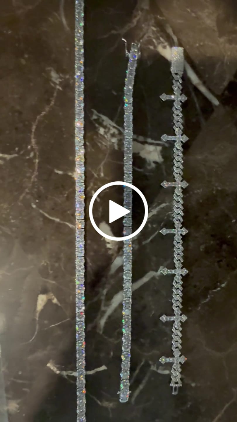 Customer video review of 6MM Moissanite Cross Cuban Link Bracelet 14K Gold