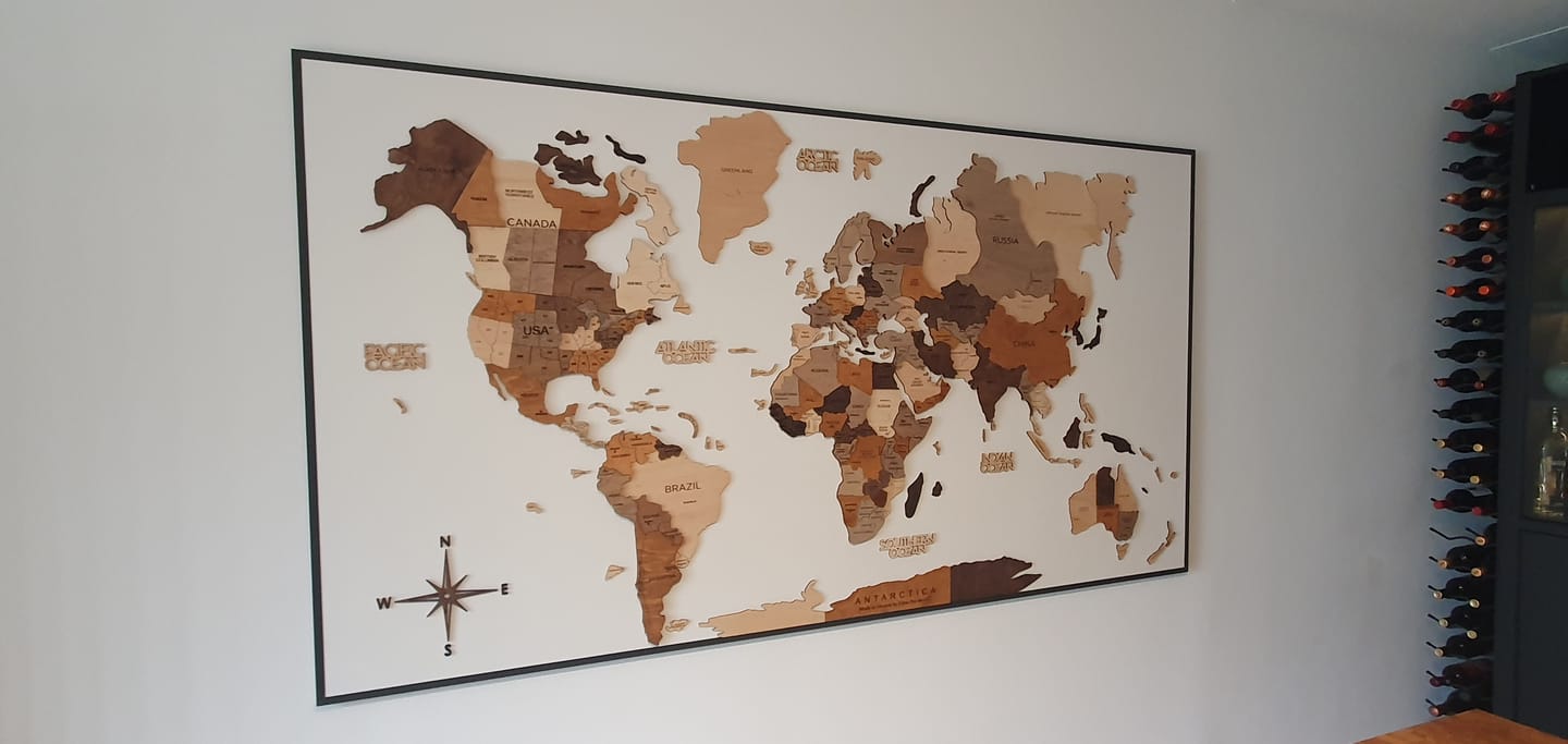 Customer photo review of 3D Wooden World Map Multicolor