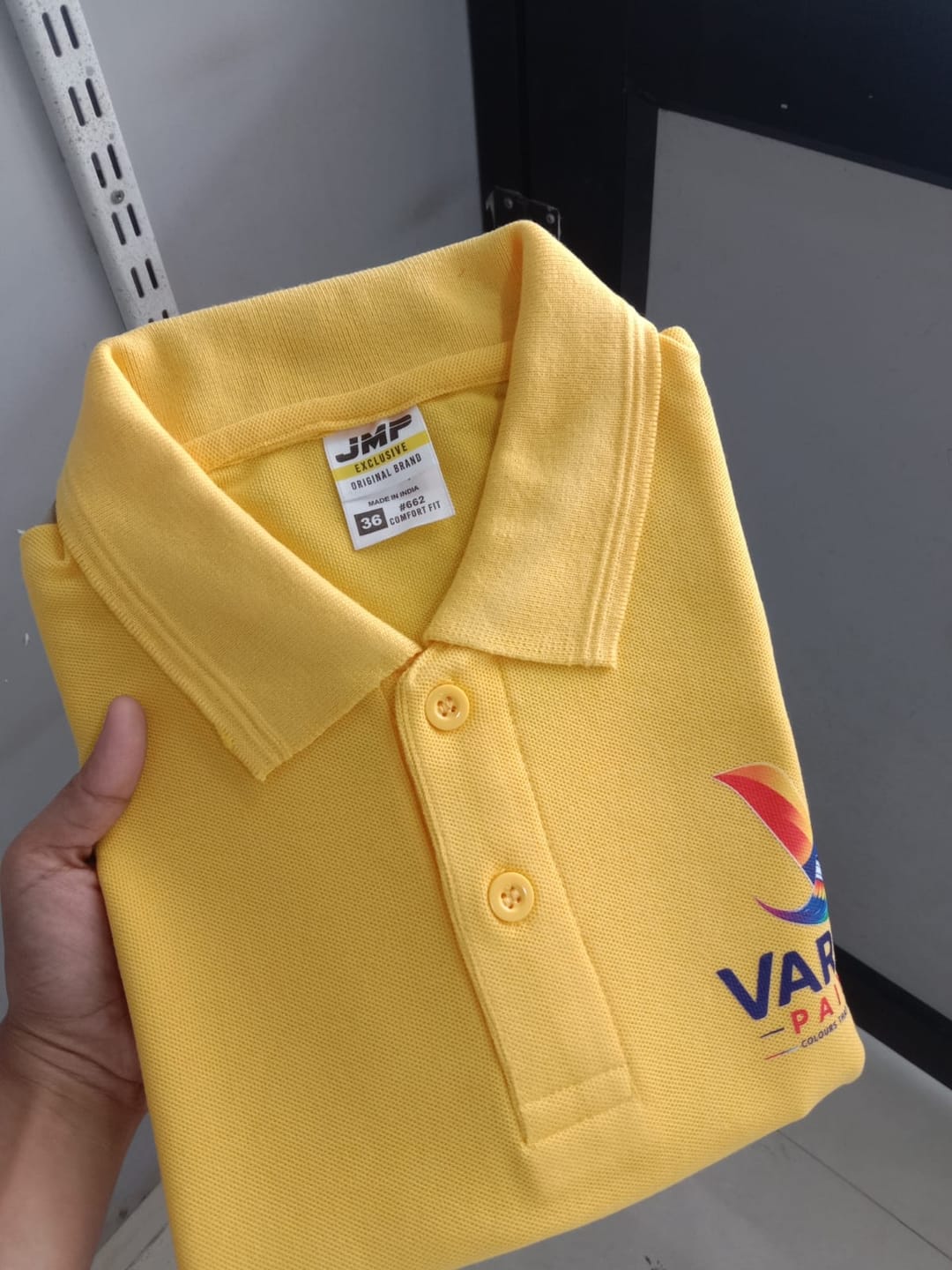Customer photo review of Customized Polo T-Shirt With Your Company Logo | Order Logo Printed Tees | PrintMine.in