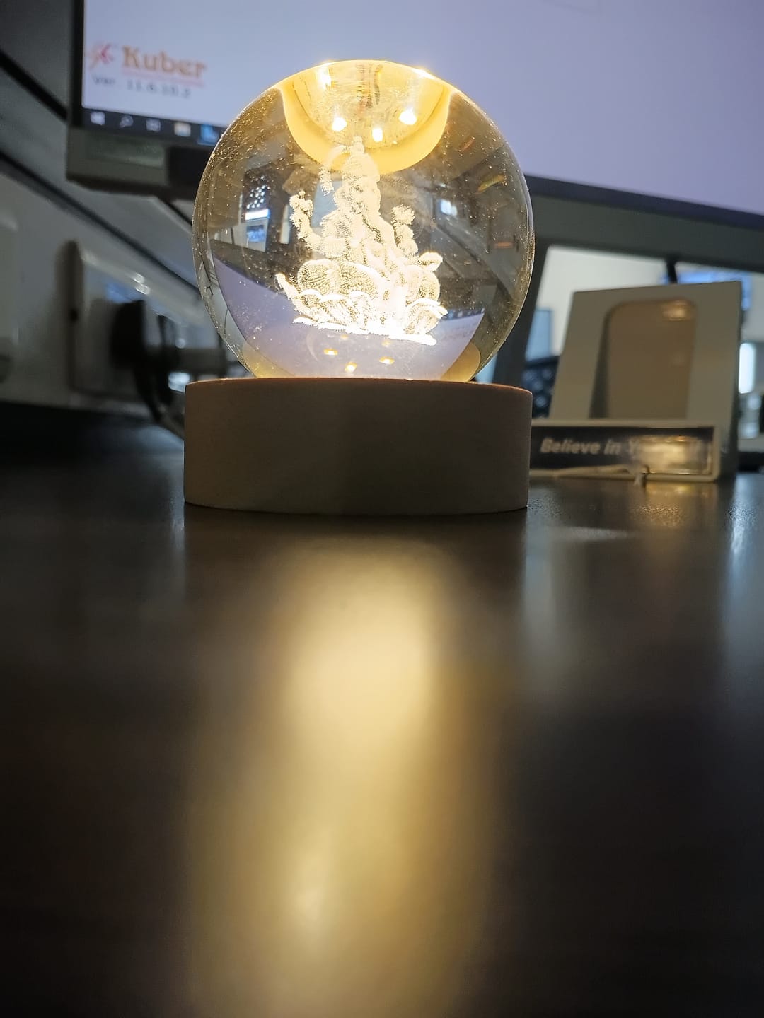 Customer photo review of Divine Crystal Lamps | USB Cable & LED Wooden Base