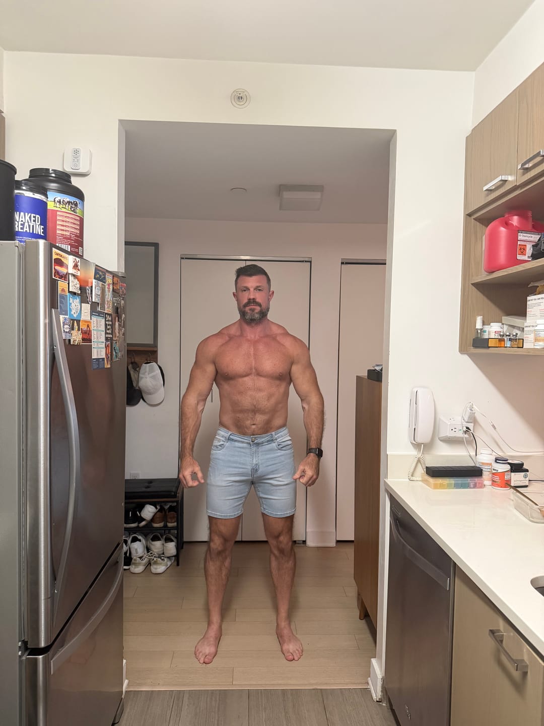Customer photo review of Ultra Stretch 7" Denim Shorts - Arctic Blue