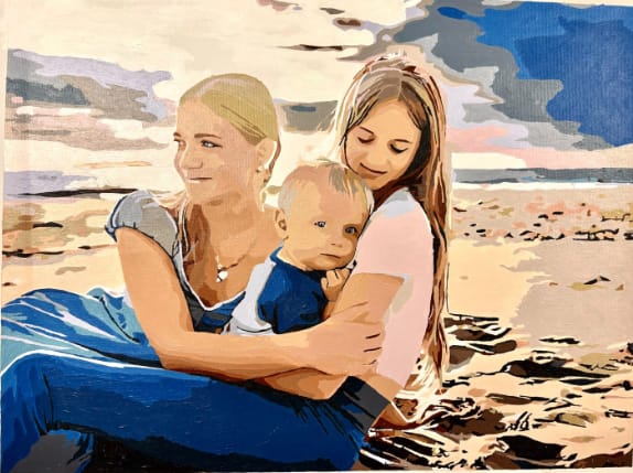 Customer photo review of Custom Paint By Numbers - Personalized Portraits Art