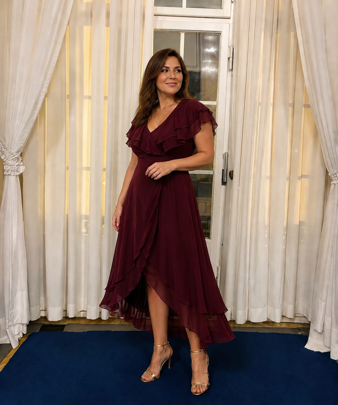 Customer photo review of Yeese Plus Size Women's Ruffle Sleeve Chiffon Dress