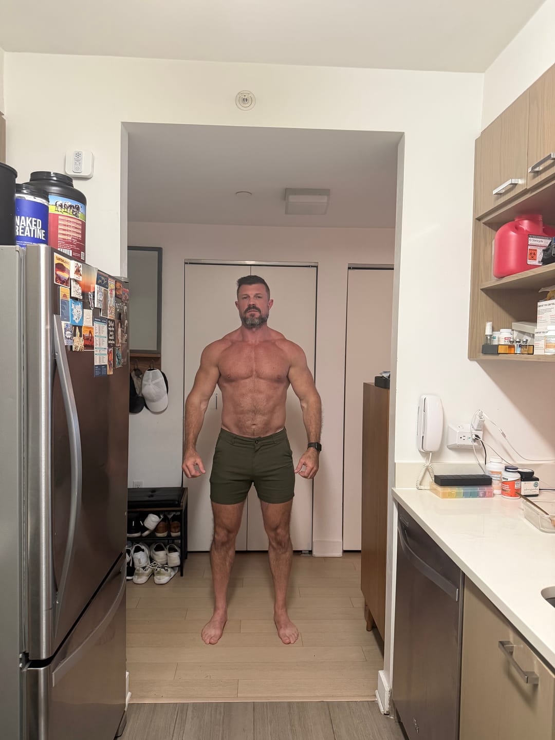 Customer photo review of Ultra-Stretch 5" Chino Shorts - Olive