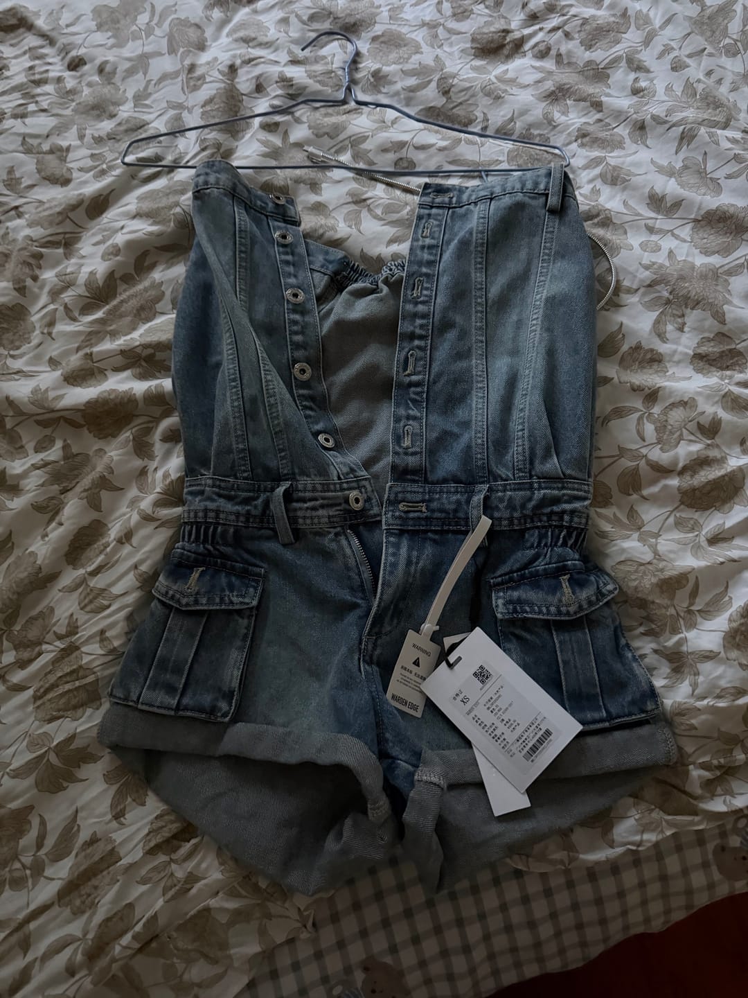 Customer photo review of WARDEN EDGE Strapless Denim Utility Romper