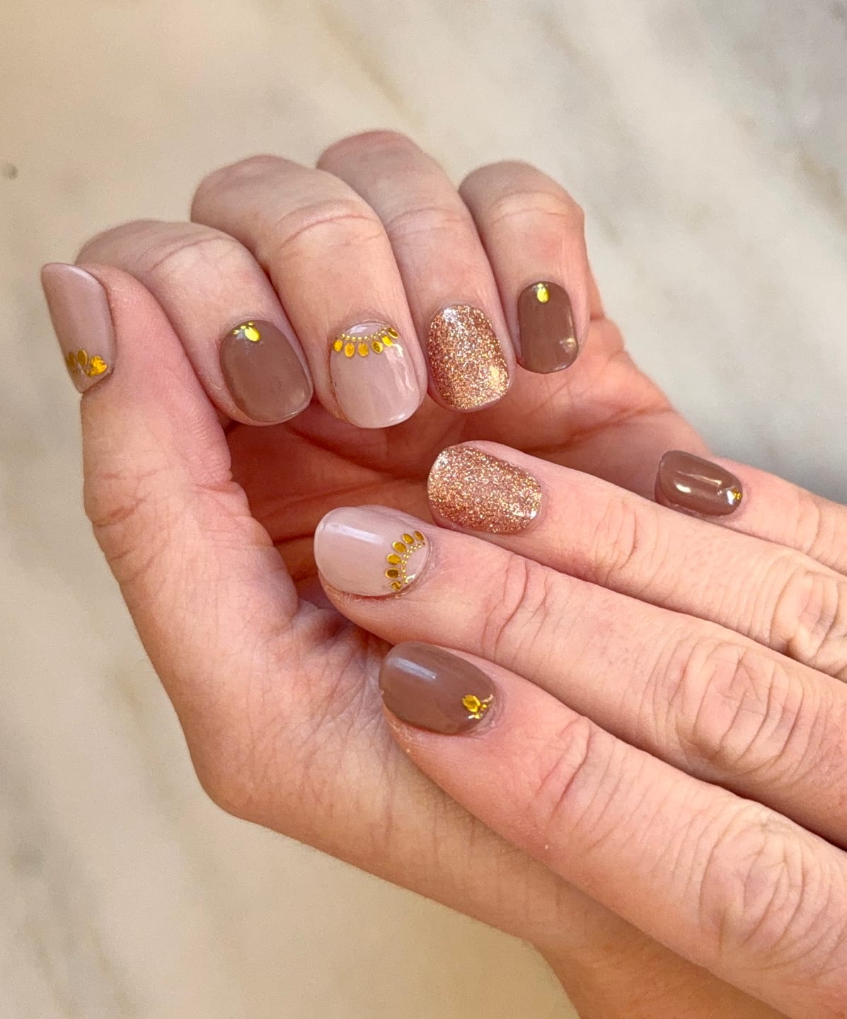 Customer photo review of NEW Warm Copper Glow DIY Semicured Gel Nail Sticker Kit