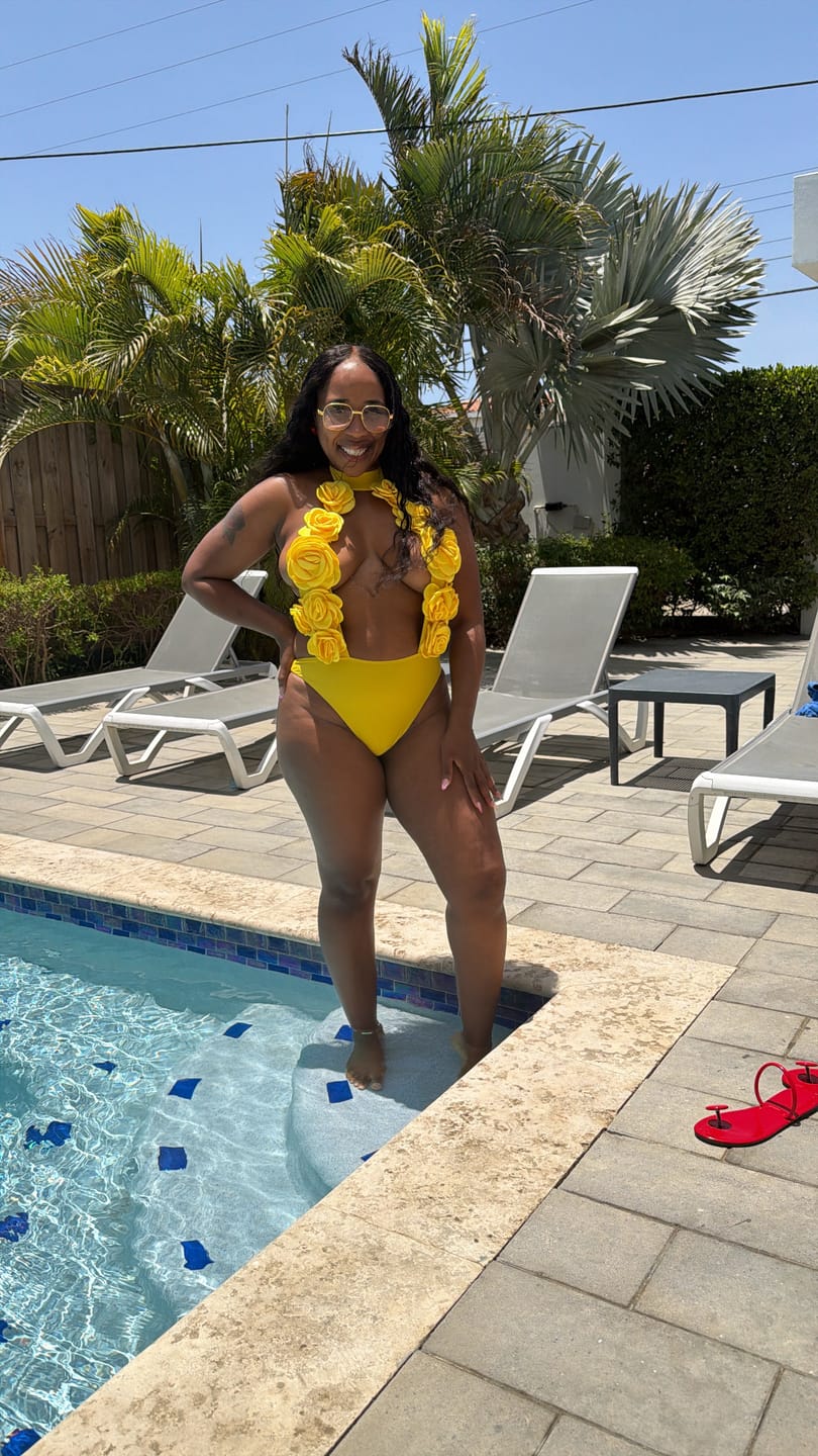 Customer photo review of Bloom Behavior Floral Swimsuit Yellow